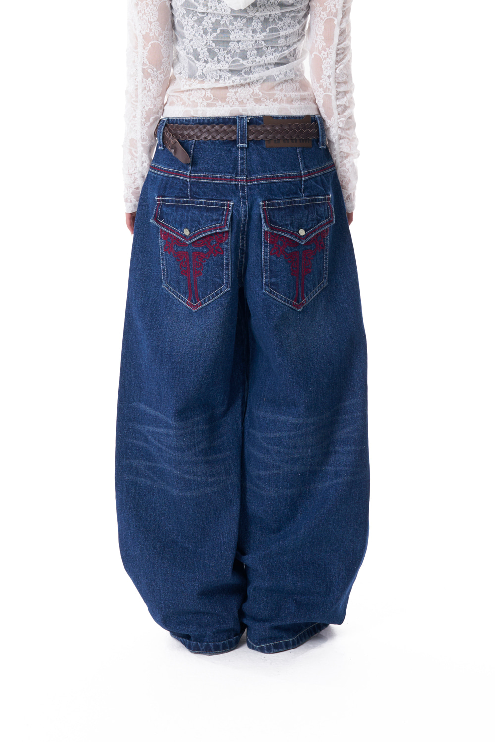 【AAKAM】CROS2 Washed Denim Pants ★男女兼用★追跡付 CROS2 Washed Denim Pants (Blue) - AAKAM
