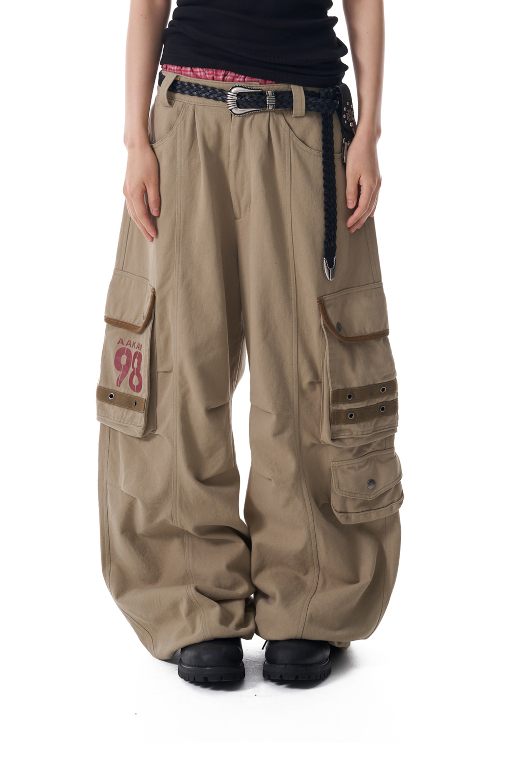 パンツ AAKAM Knee PinTuck Contrast Cargo Pants MUSINSA | AAKAM Knee Pin-tuck Contrast Cargo Pants (Dark Gray)