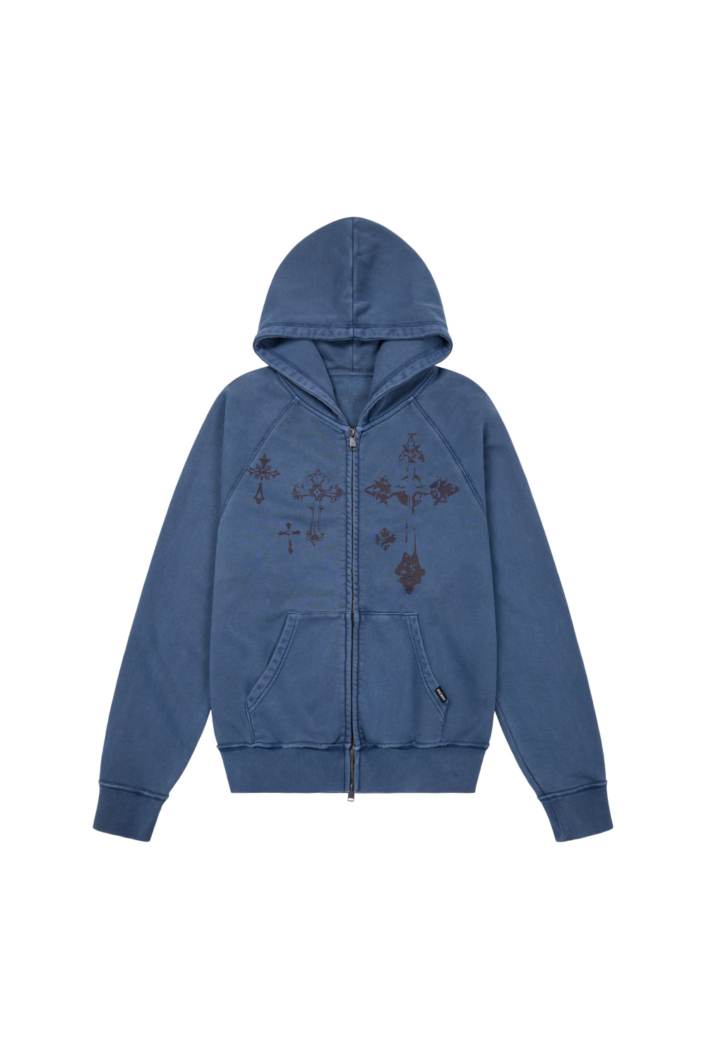 トップス AAKAM Pigment Dyed Cross Zip-Up Hoodie Pigment Dyed Cross Zip-Up Hoodie (Blue) - AAKAM