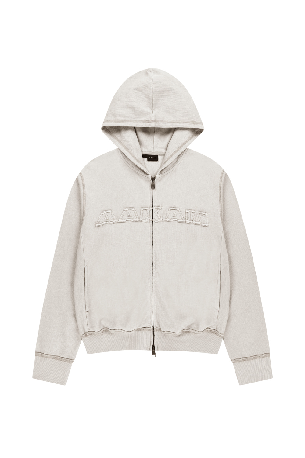 aakam ジップパーカーLogo Patch Zip-Up Hoodie Logo Patch Zip-Up Hoodie (Beige) - AAKAM