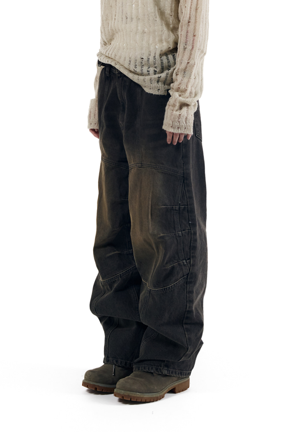 AAKAM Knee Panel Biker Denim Pants AAKAM】 Knee Panel Biker Denim 
