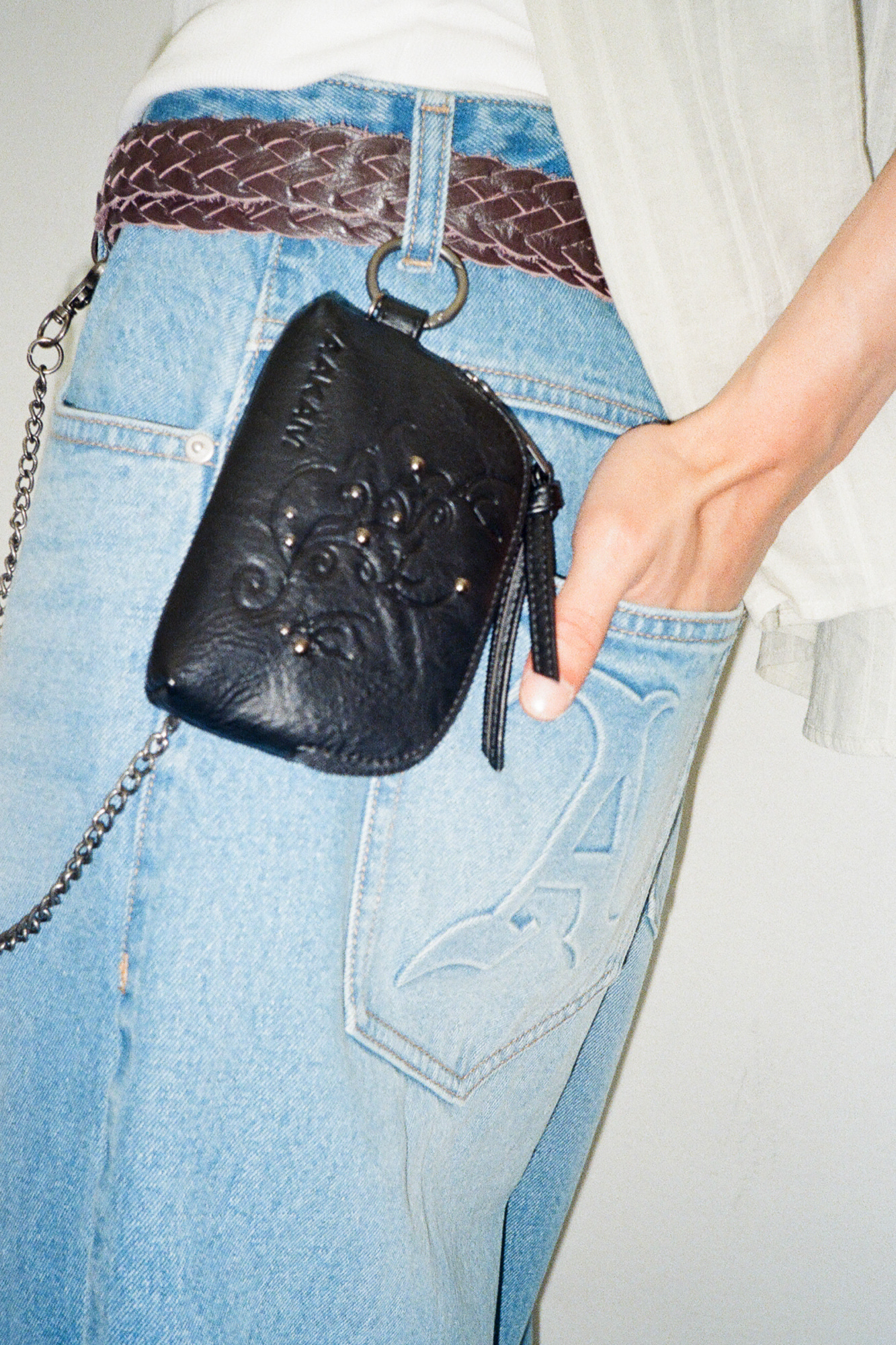 Studded Chain Wallet (Black) - AAKAM