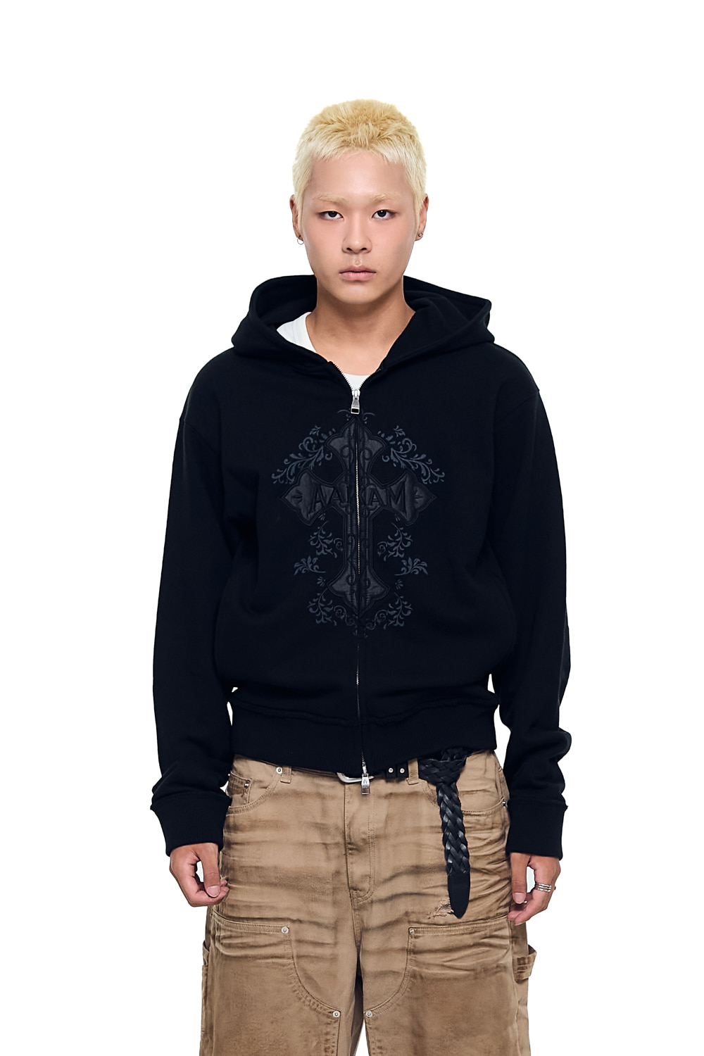 AKM CROS2 Zip-Up Hoodie (Black) - AAKAM