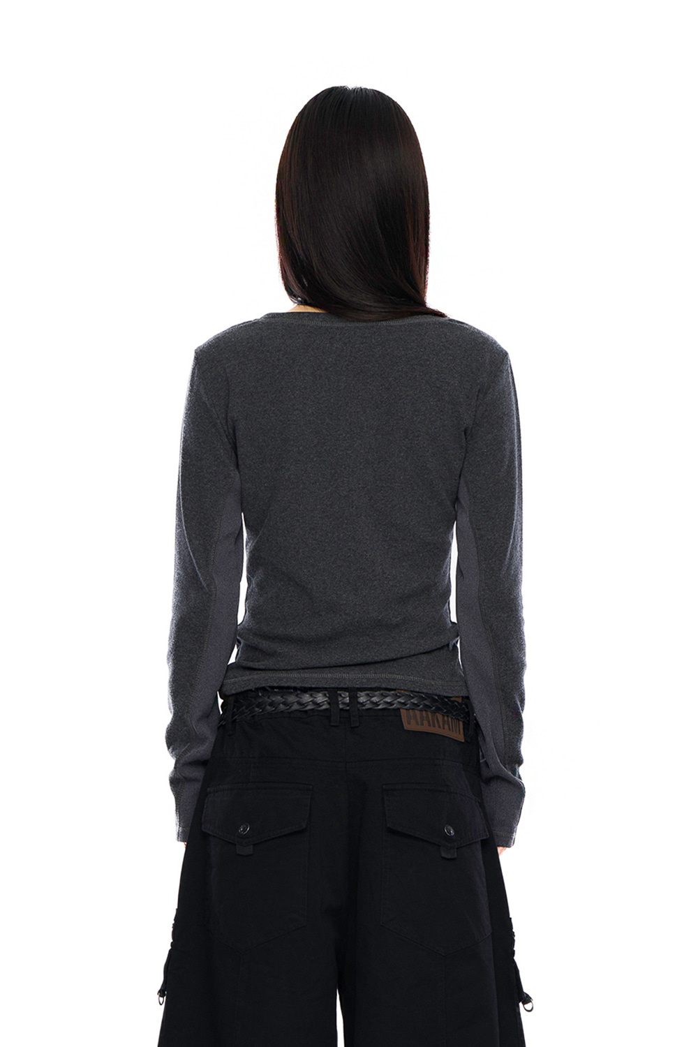 トップス AAKAM Side Eyelet Long Sleeve Side Eyelet Long Sleeve (Dark Gray) - AAKAM
