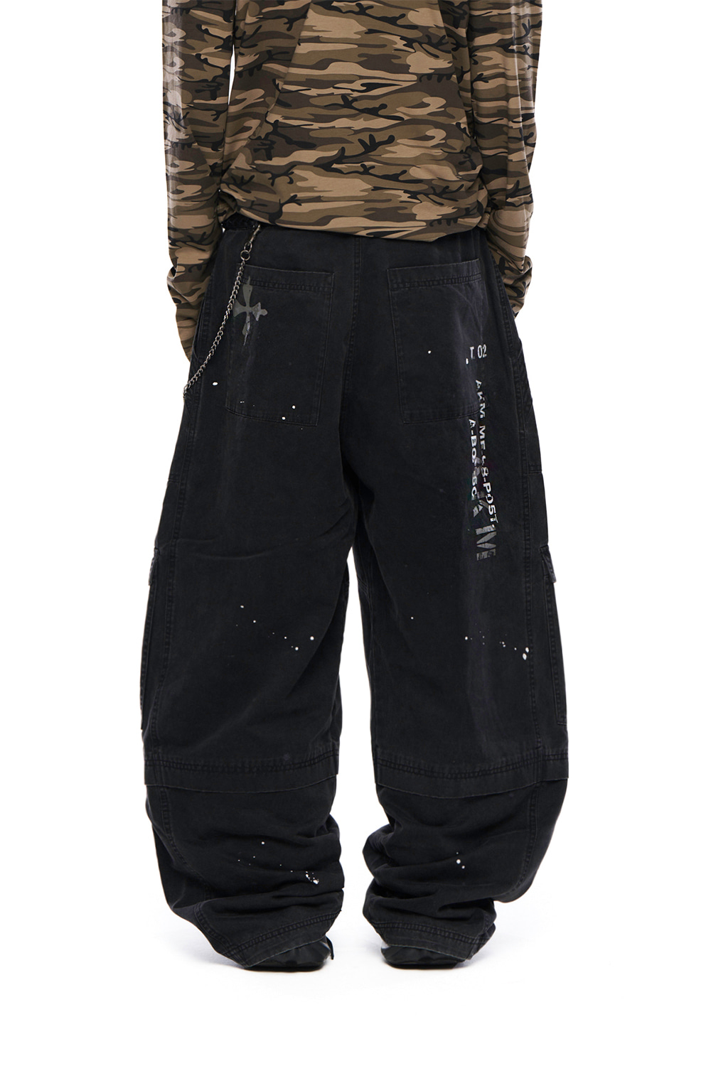 Painted Military Cargo Pants (Black) - AAKAM