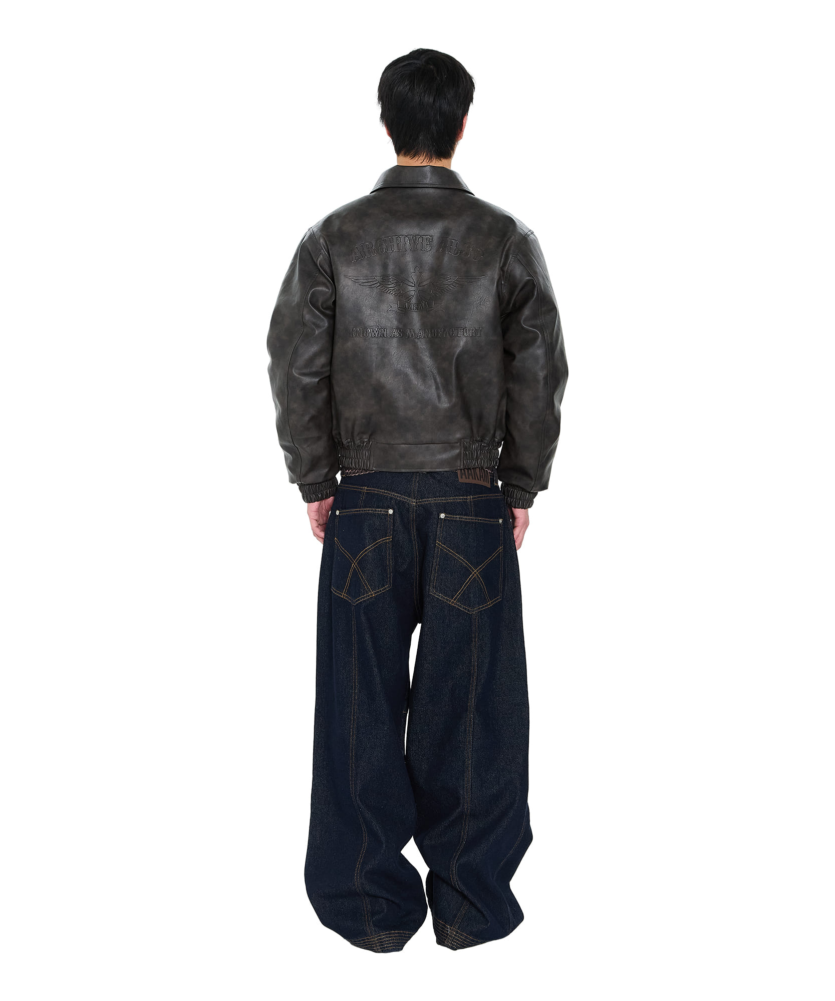 Knee Pin-Tuck Stitched Denim Pants (Blue) - AAKAM