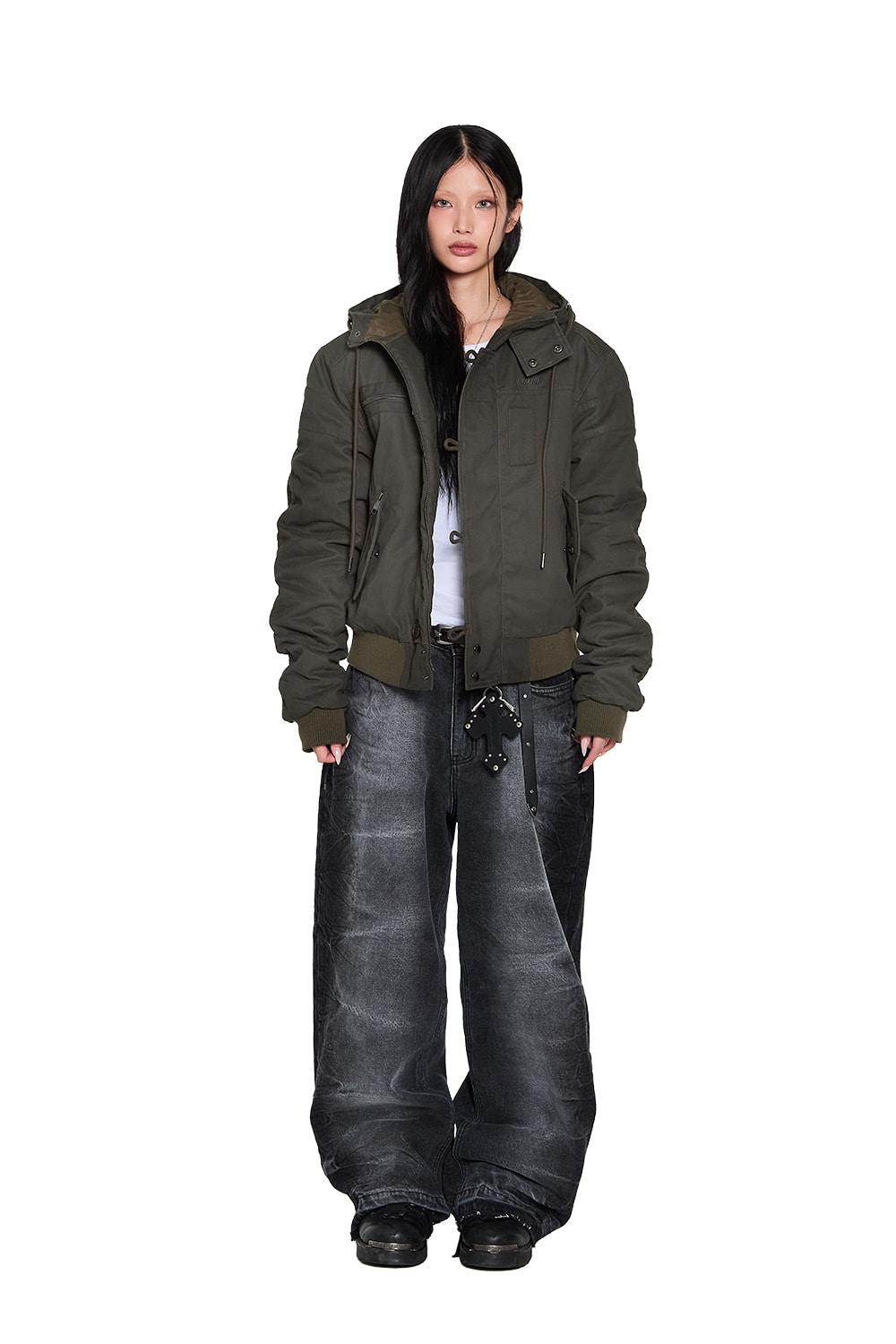 Button Placket Cotton Ma-1 Jacket (Khaki) | AAKAM