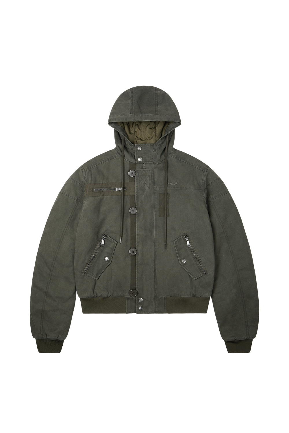 Button Placket Cotton Ma-1 Jacket (Khaki) | AAKAM