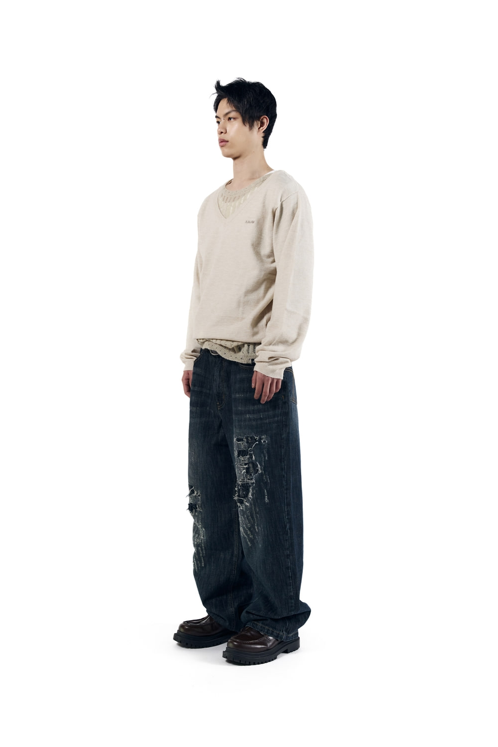 06.11 예약 배송] Scratched Denim Pants (Indigo) - AAKAM