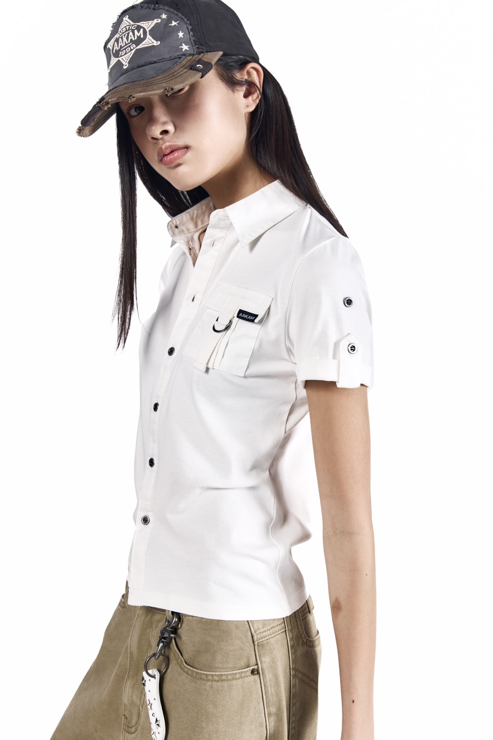 06.10 예약 배송] Roll-Up Pocket Shirts (White) - AAKAM