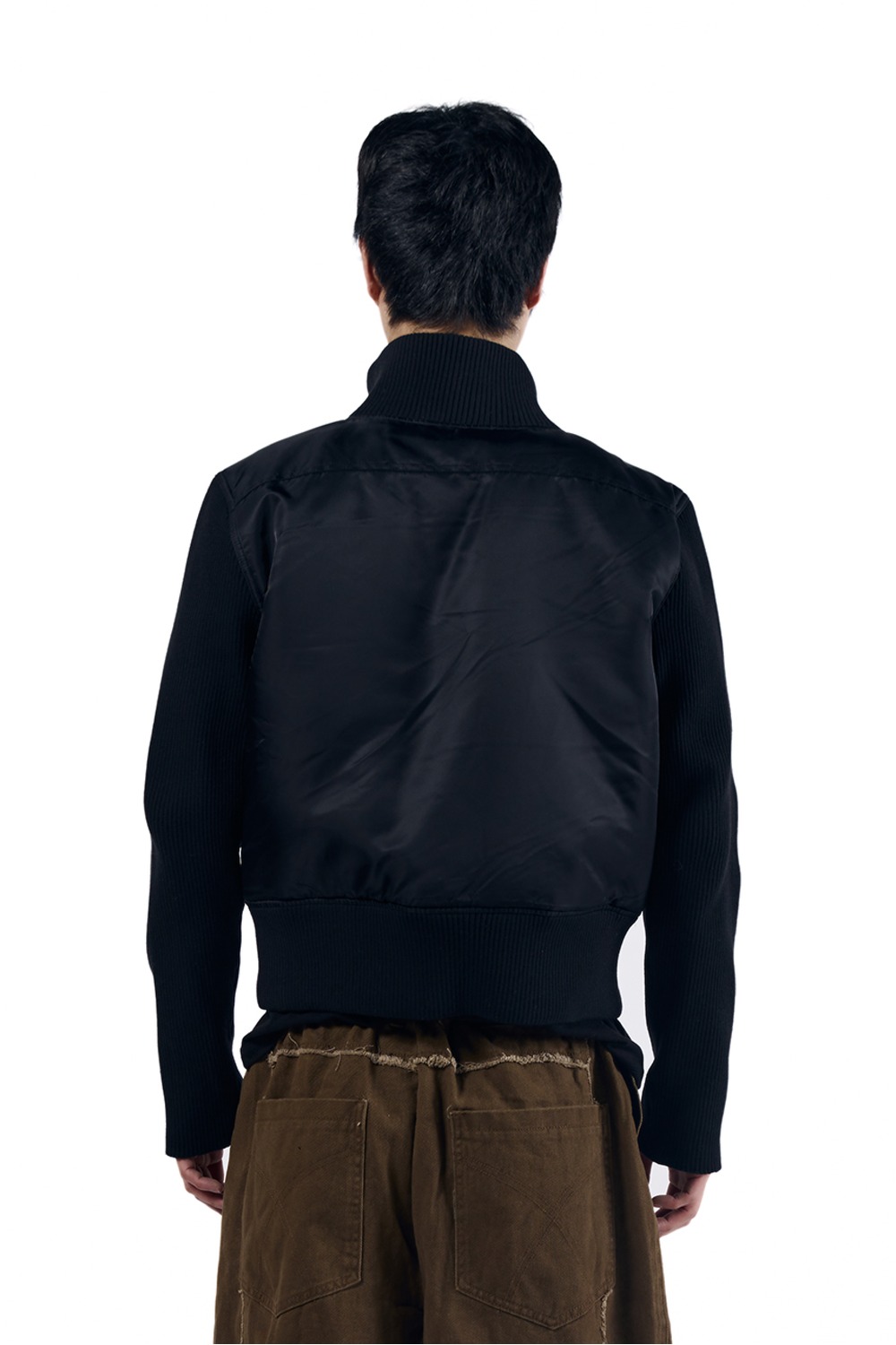 Knitted Nylon Jacket (Black) - AAKAM