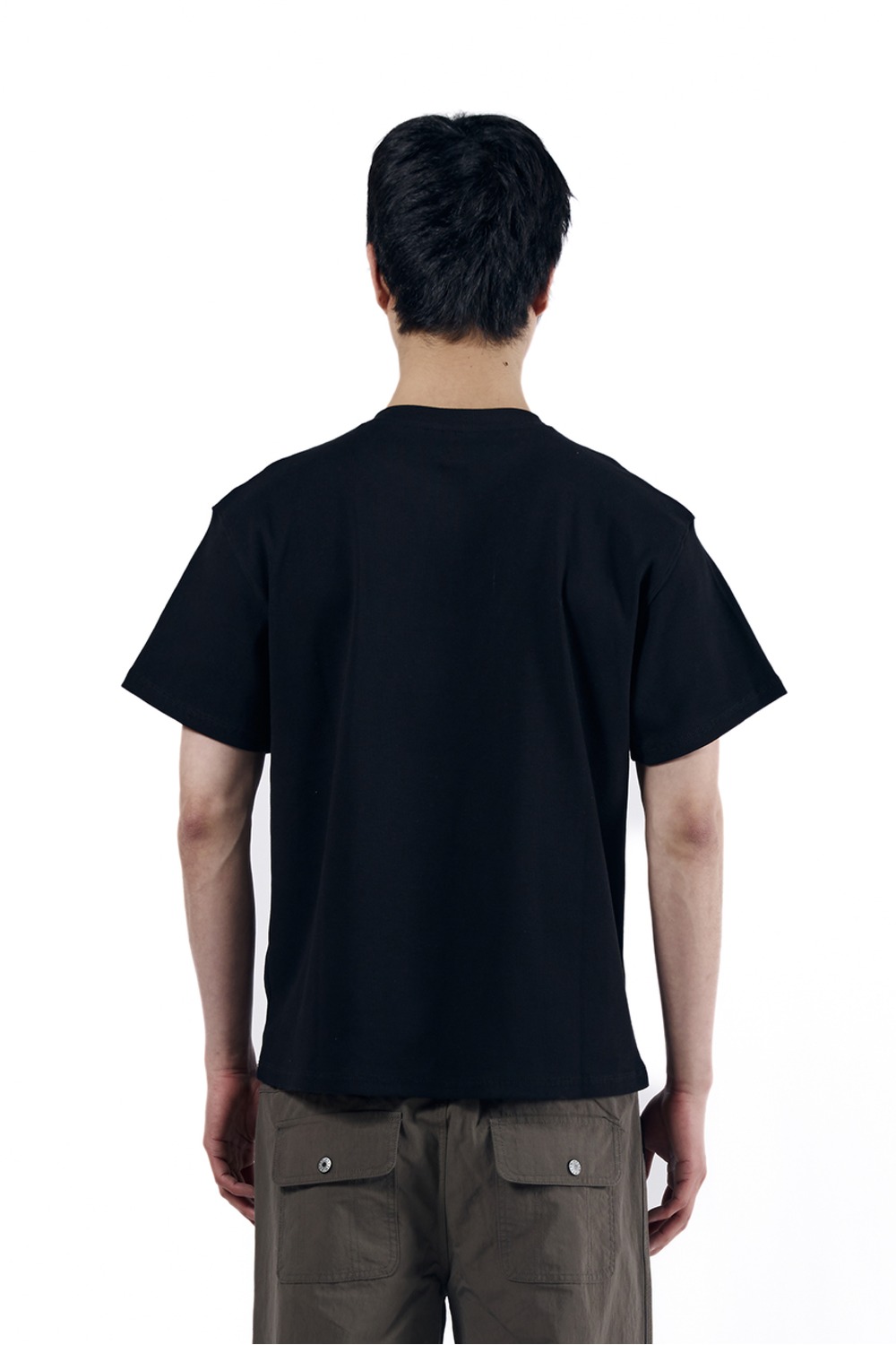 Crack Henry Neck Half Top (Black) - AAKAM