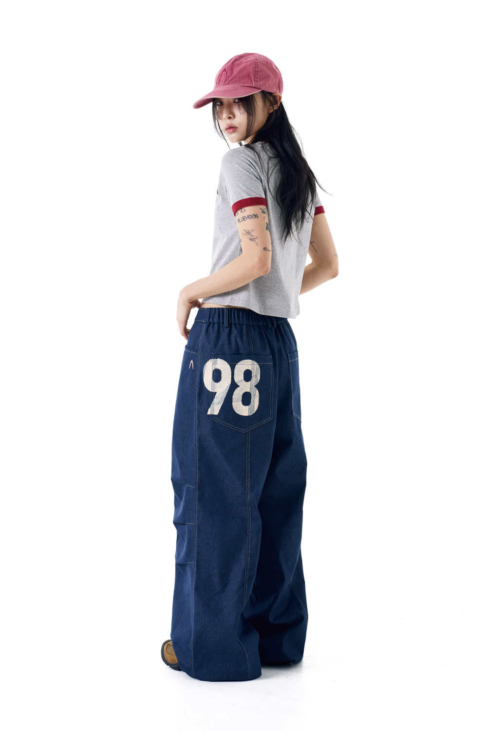 パンツ AAKAM Knee Pin-tuck Printed Denim Pants AAKAM】98 Printed Knee Pin-tuck Denim Pants | OUR BRAND