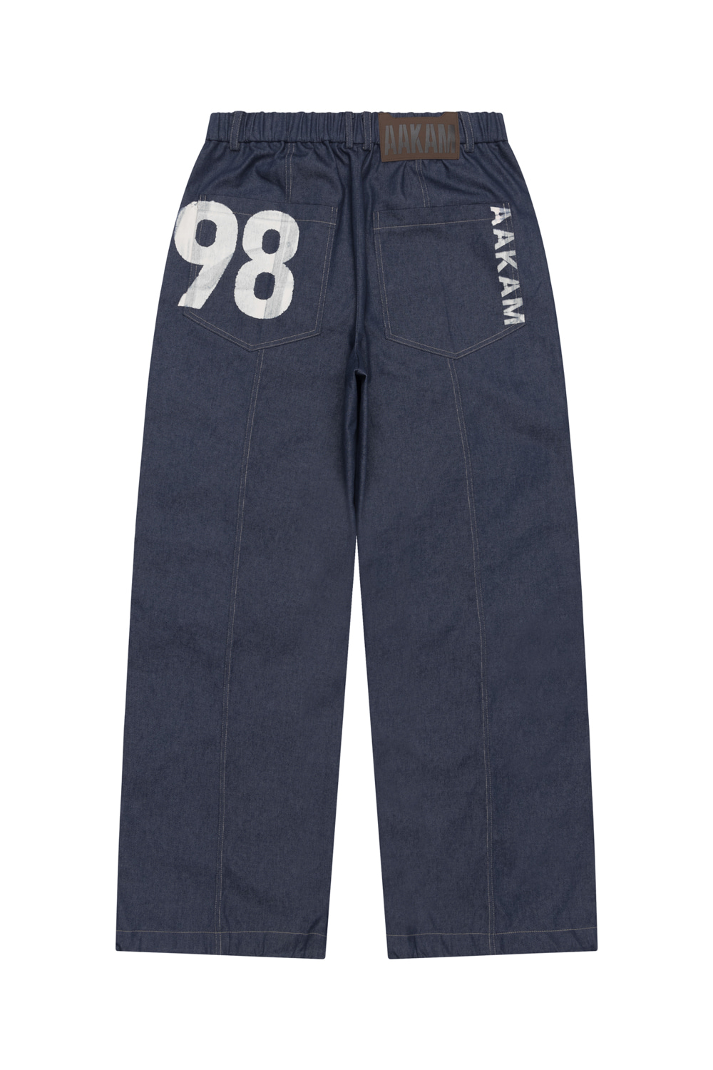 98 Printed Knee Pin-tuck Denim Pants (Blue) | AAKAM