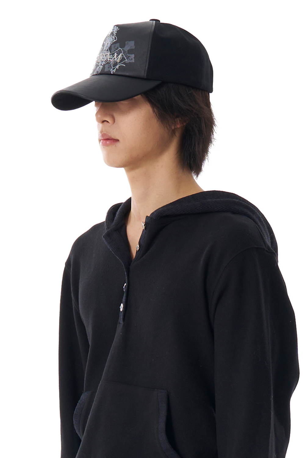 Leather Mixed CROS2 Ball Cap (Black) - AAKAM