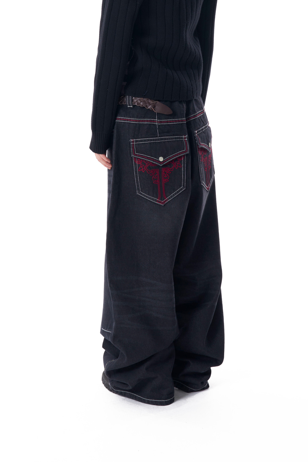 ★AAKAM★ CROS2 Washed Denim Pants 2colors 【送料0/関税0】 CROS2 Washed Denim Pants (Black) - AAKAM