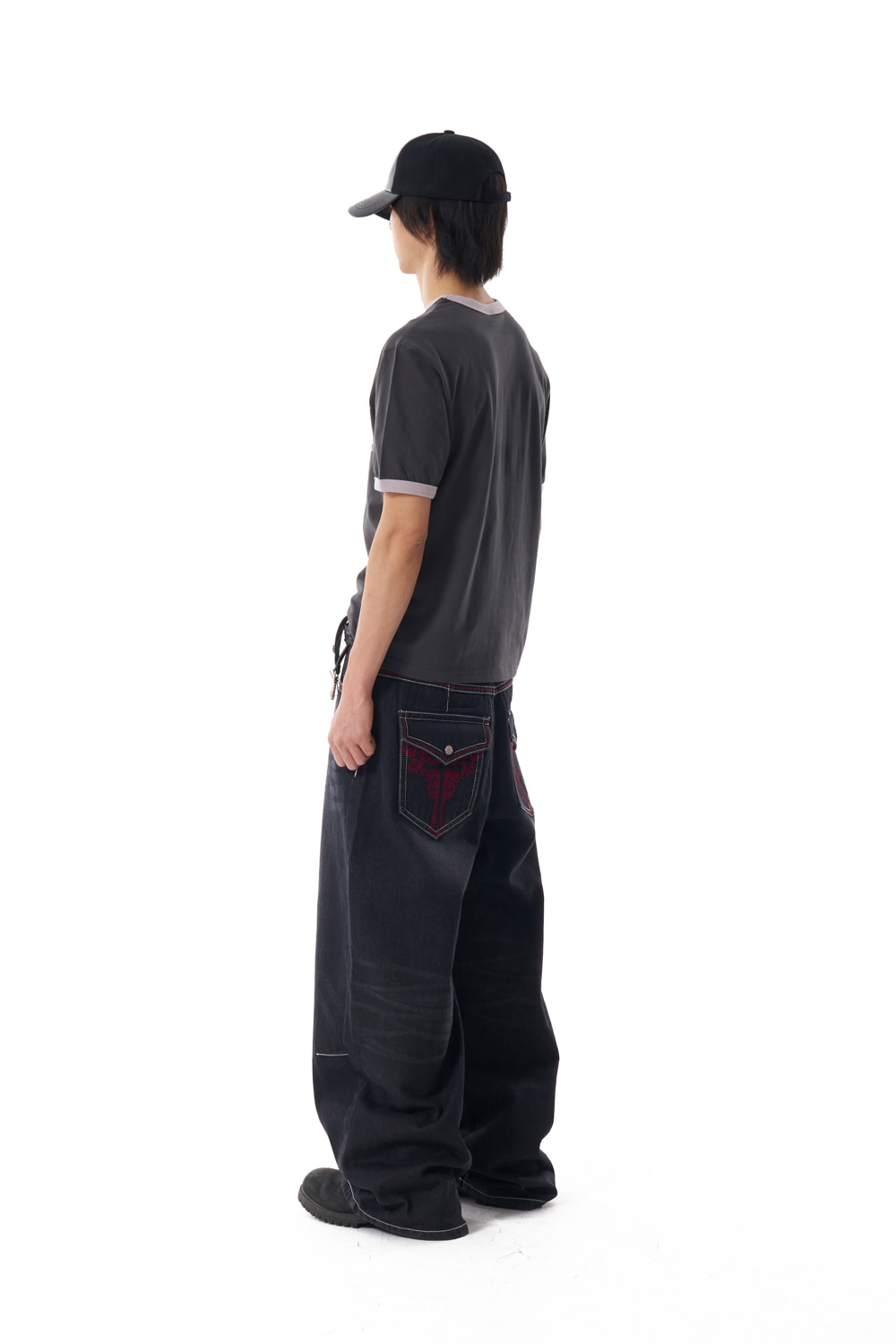 CROS2 Washed Denim Pants (Black) - AAKAM