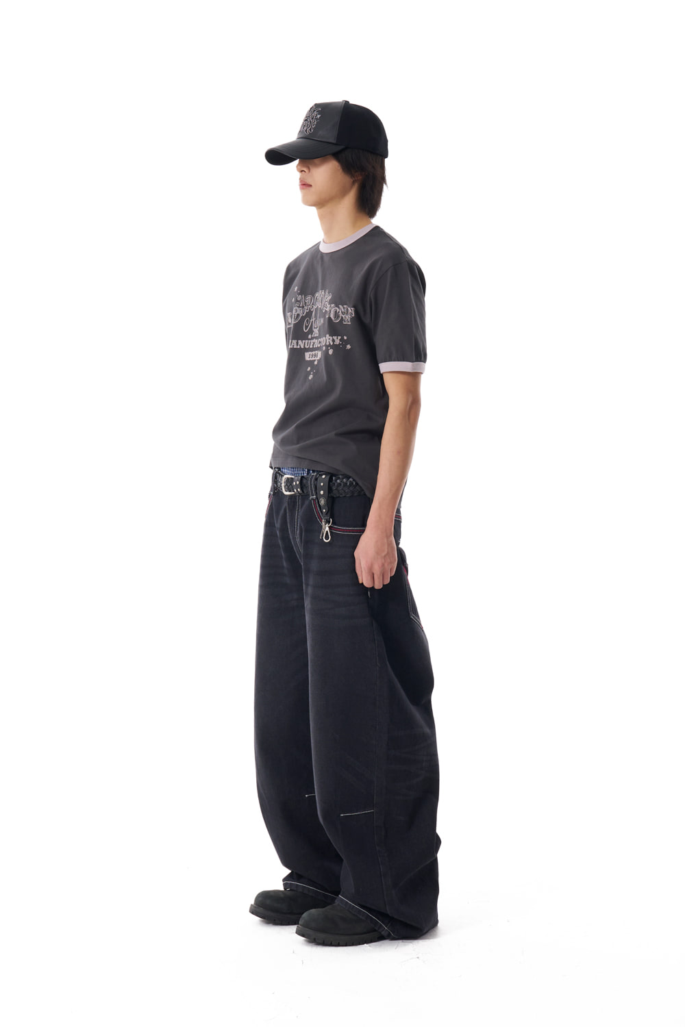 CROS2 Washed Denim Pants (Black) - AAKAM