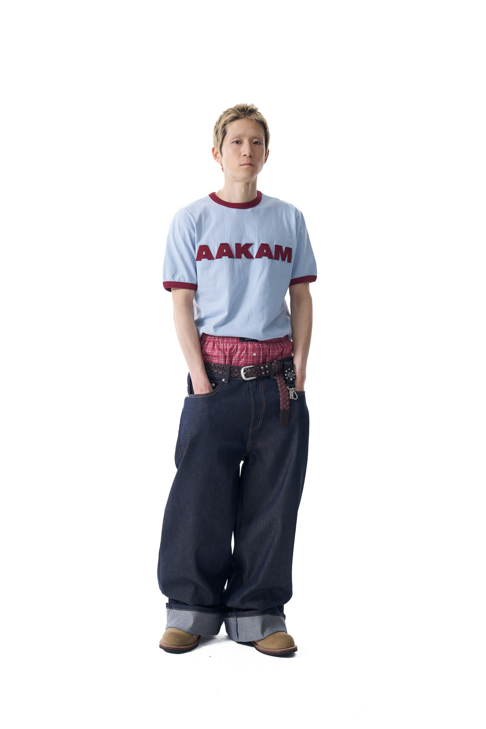 Cinch Back Denim Pants (Dark Blue) - AAKAM