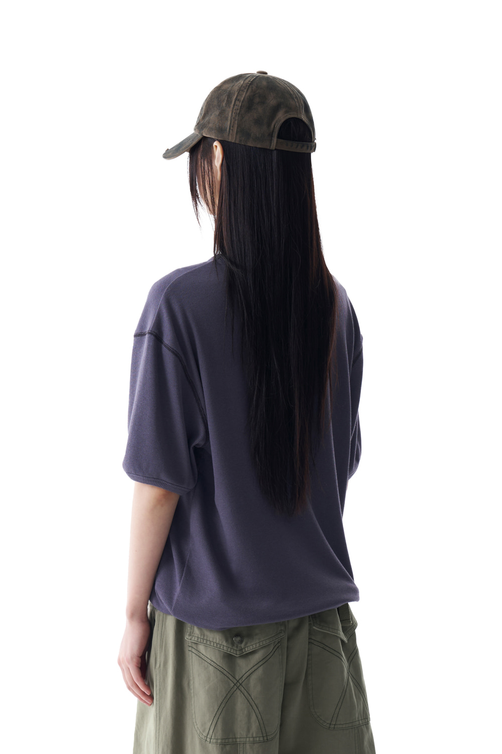 Ribbed Star Ringer Top (Dark Gray) - AAKAM