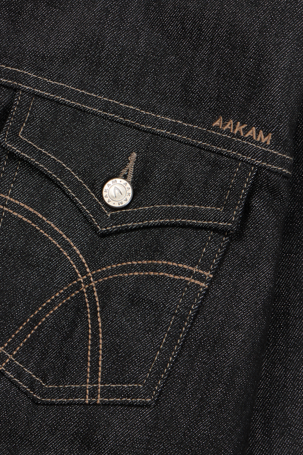 Banding Denim Zip-Up Jacket (Black) - AAKAM