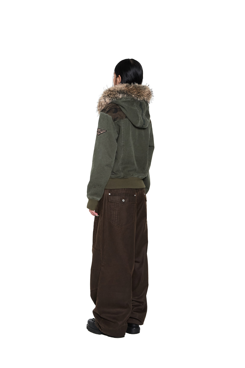 Fur Camo Contrast Jacket (Khaki) | AAKAM