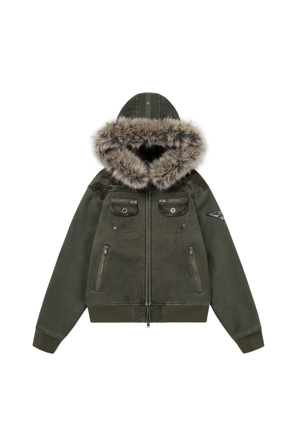 Fur Camo Contrast Jacket (Khaki) - AAKAM