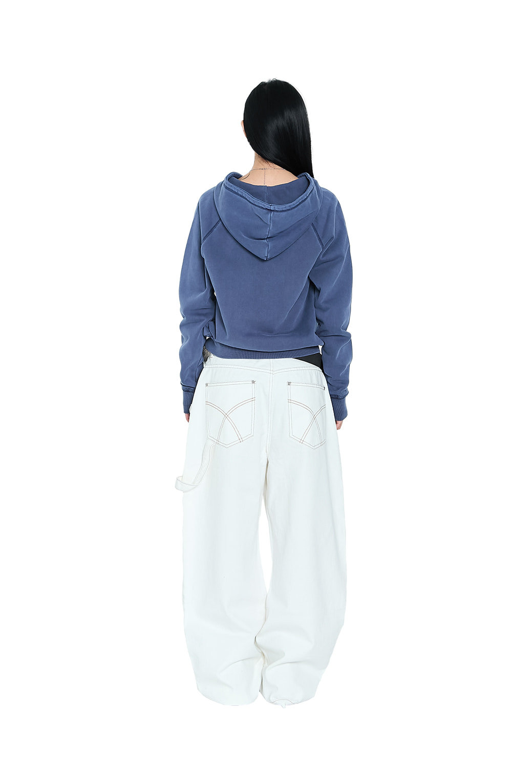 Pigment Dyed Cross Zip-Up Hoodie (Blue) - AAKAM Pigment Dyed Cross Zip-Up Hoodie (Blue) - AAKAM