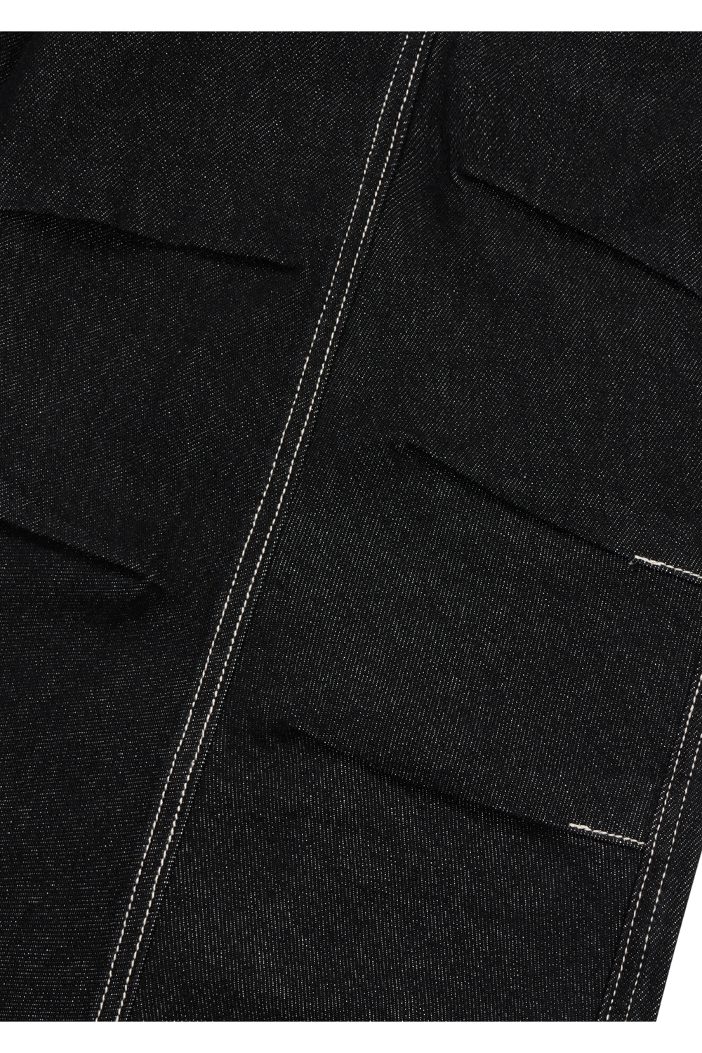 Knee Pin-Tuck Stitched Denim Pants (Black) - AAKAM