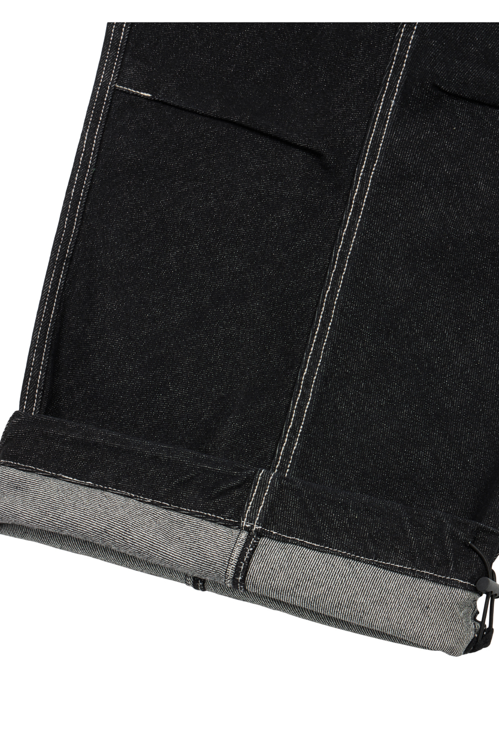 Knee Pin-Tuck Stitched Denim Pants (Black) - AAKAM