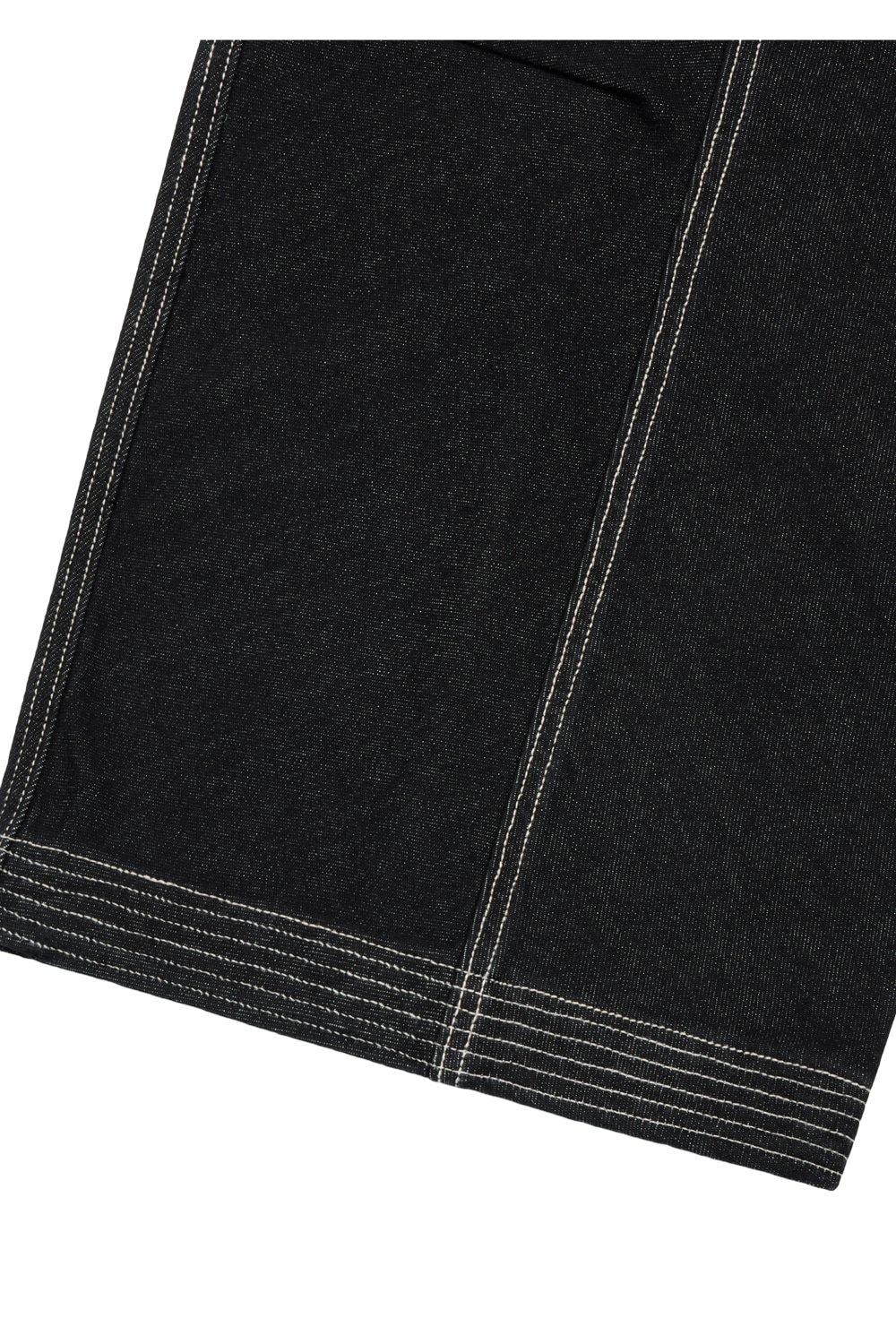 Knee Pin-Tuck Stitched Denim Pants (Black) - AAKAM