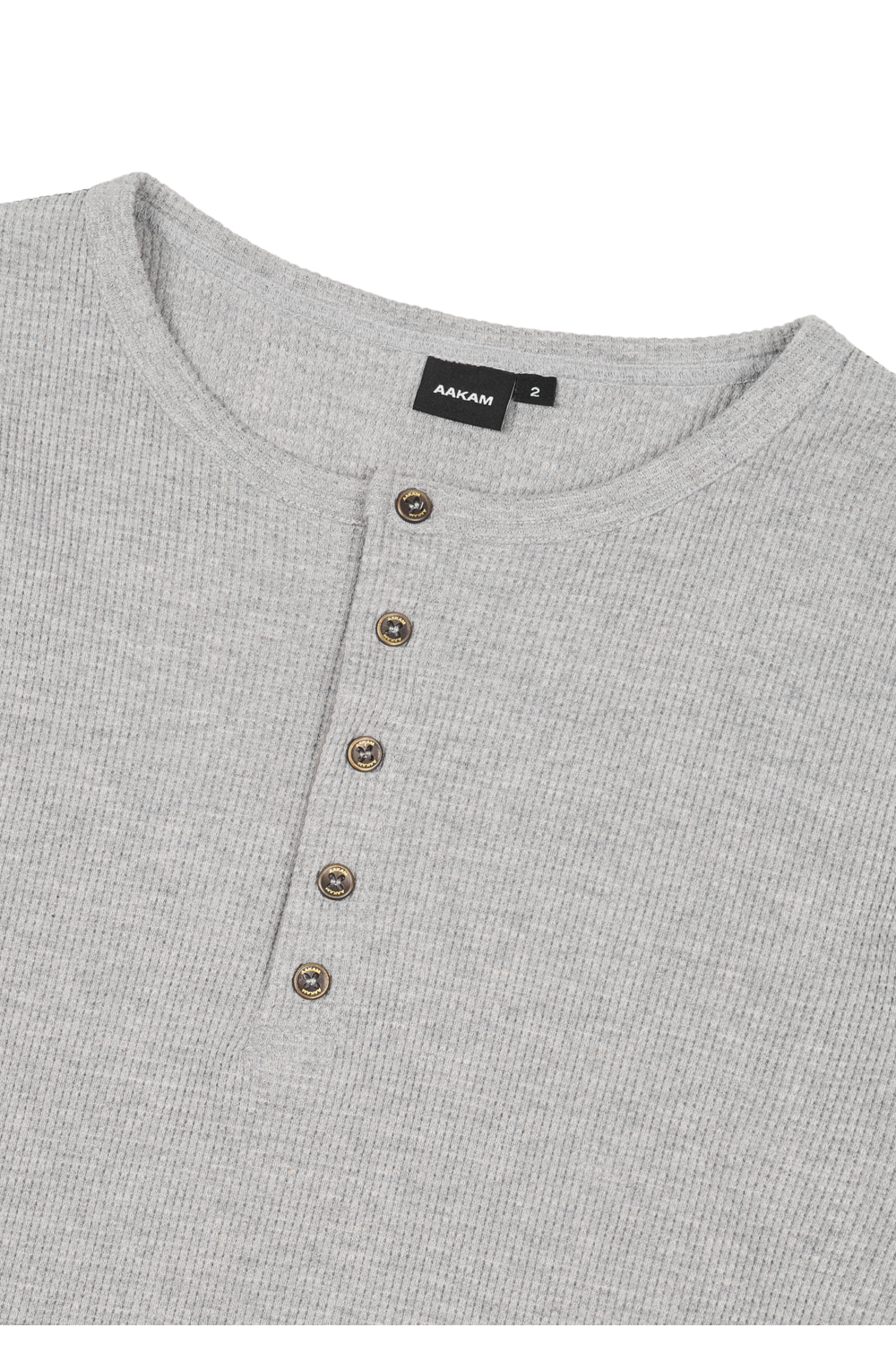 Henry Neck Waffle Long Sleeve (Gray) - AAKAM