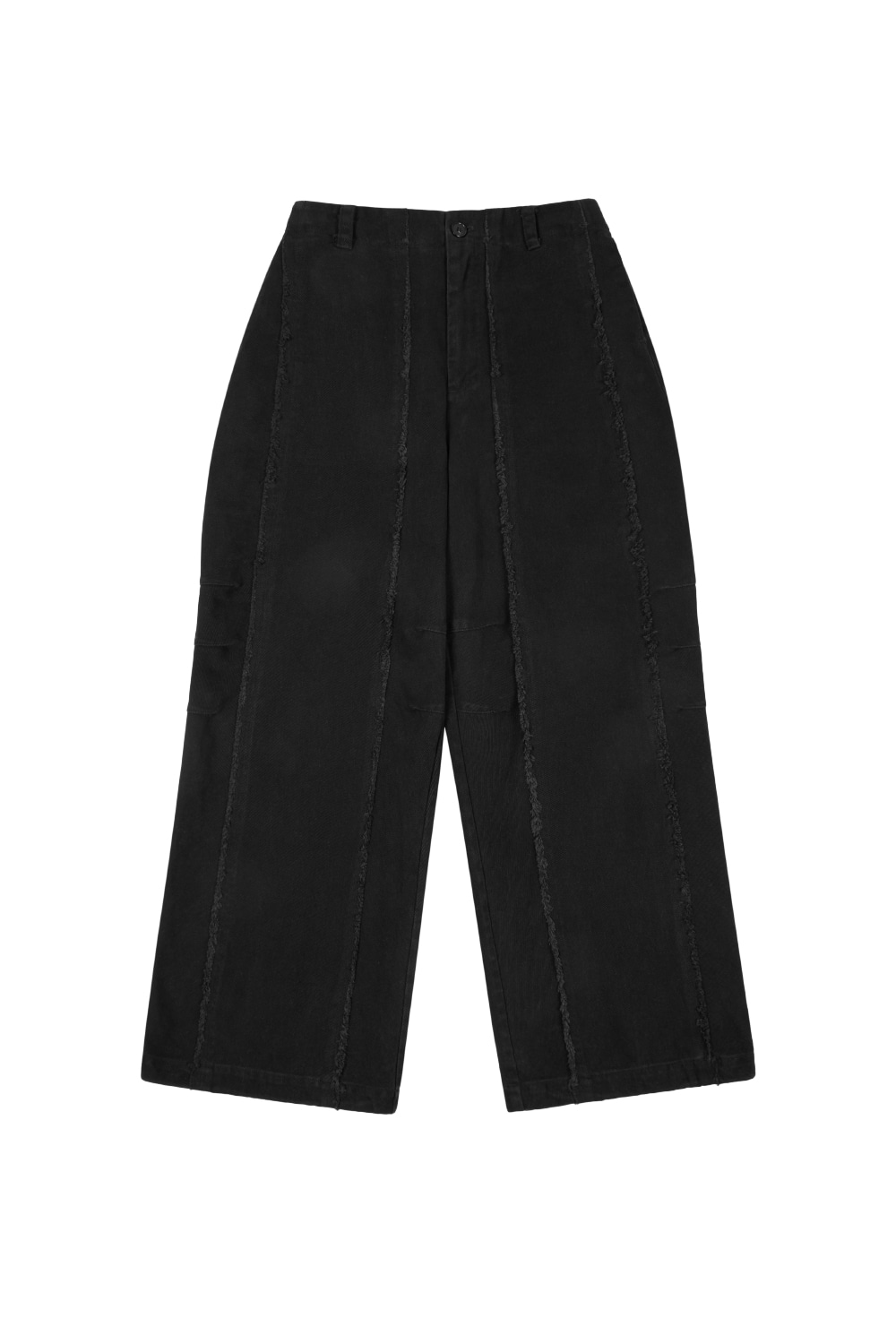 Knee Pin-Tuck Panel Cotton Pants (Black) - AAKAM