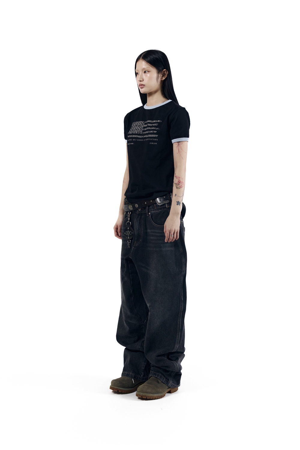Star-Spangled Ringer Top (Black) - AAKAM