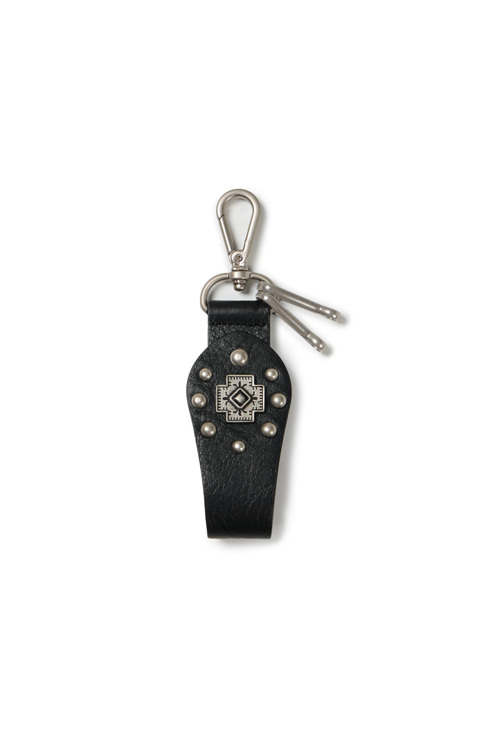 【AAKAM】Studded Leather Keyring★韓国人気★追跡付 AAKAM】ANTIQUE CIRCLE STUDDED LEATHER KEYRING