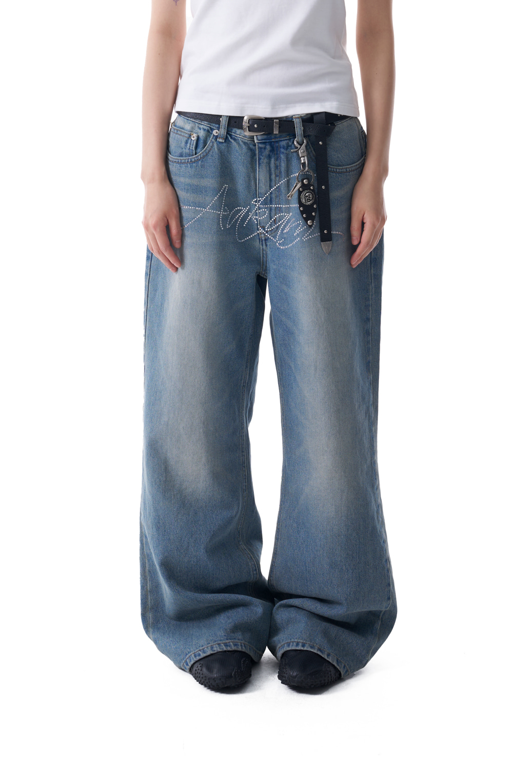 ★AAKAM★ Grid Pattern Denim Pants Blue AK24PT42BL MUSINSA | AAKAM Grid Pattern Denim Pants (Blue)