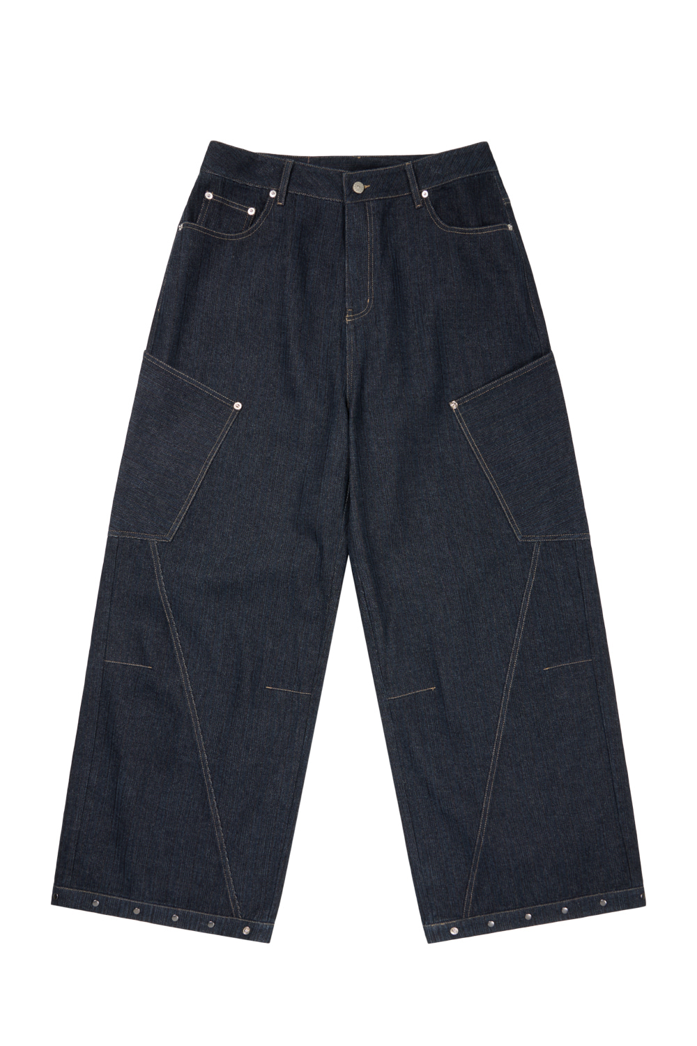 パンツ AAKAM Back Studded Denim Pants AAKAM】Knee Pin-tuck Washed Denim Pants | OUR BRAND,AAKAM