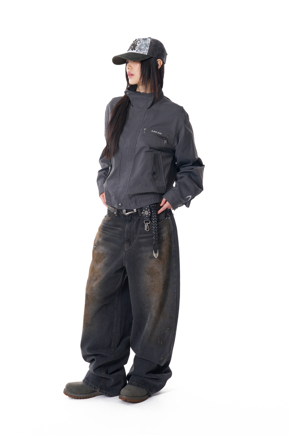 MUSINSA | AAKAM Dirty Washed Denim Pants (Blue)