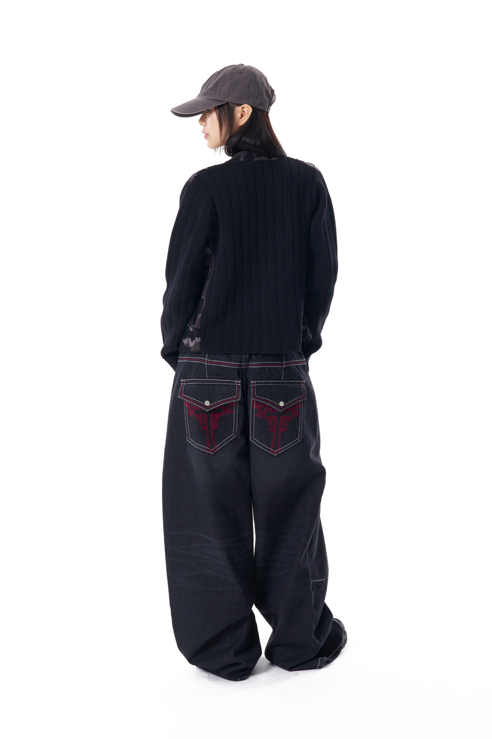 CROS2 Washed Denim Pants (Black) - AAKAM