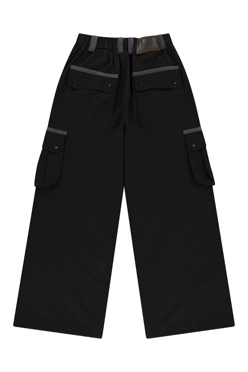Knee Pin-tuck Contrast Cargo Pants (Black) - AAKAM