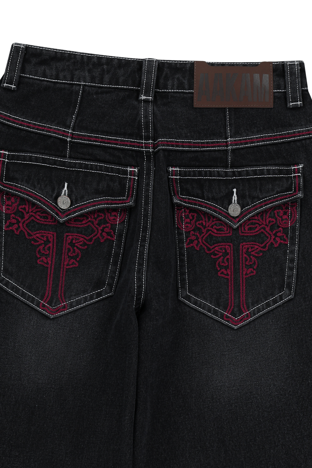 CROS2 Washed Denim Pants (Black) - AAKAM
