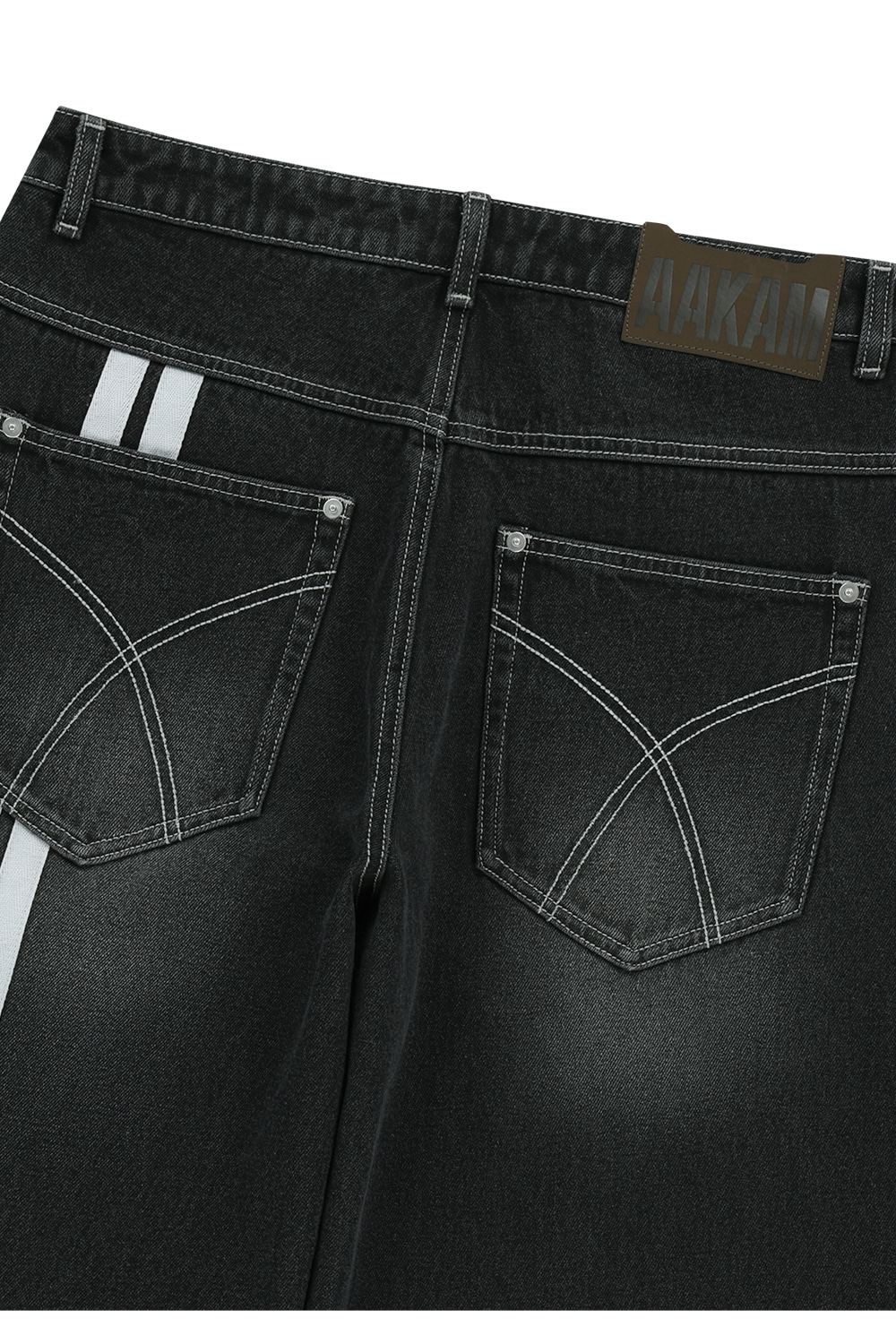AAKAM 2-Lined Eyelet Washed Denim Pants 2-Lined Eyelet Washed