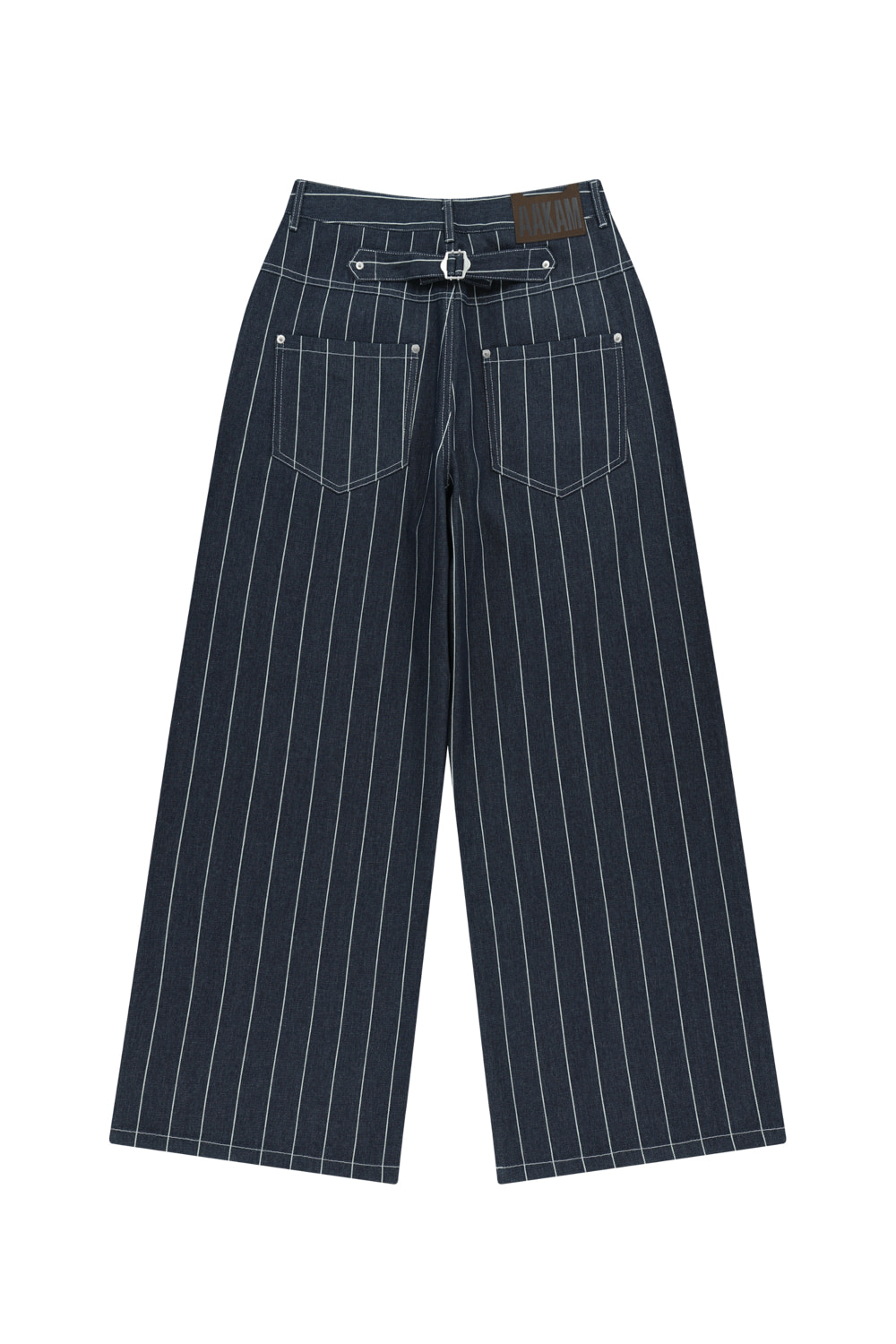 Striped Cinch Back Denim Pants (Blue) - AAKAM