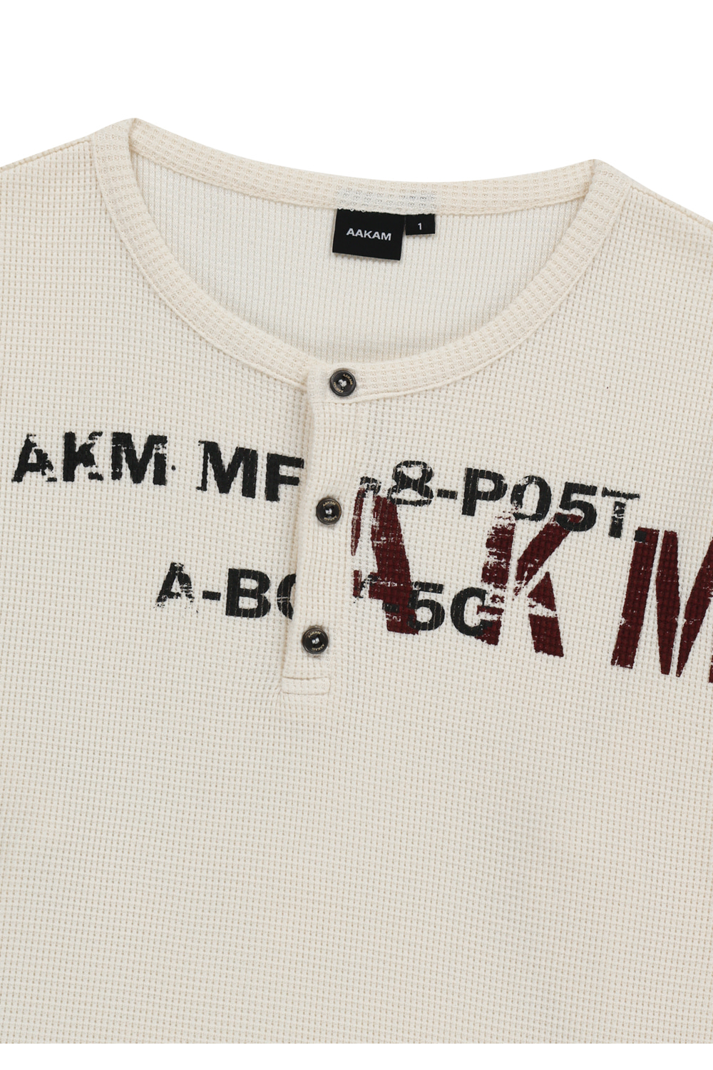 06.02 예약 배송] Waffle Henry Neck Long Sleeve (Ivory) - AAKAM