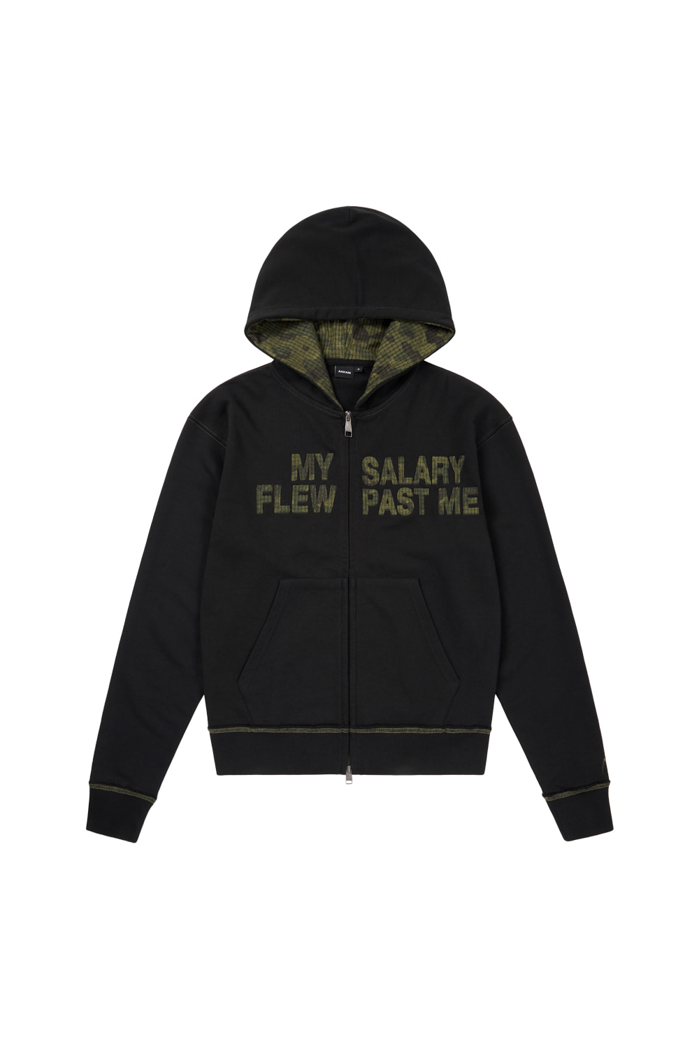 AAKAM　Contrast Patch Zip-Up Hoodie Contrast Patch Zip-Up Hoodie (Black) - AAKAM