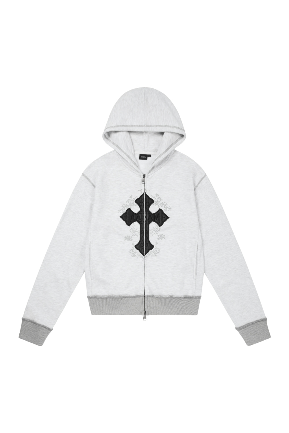 AKM CROS2 Zip-Up Hoodie (Gray) - AAKAM