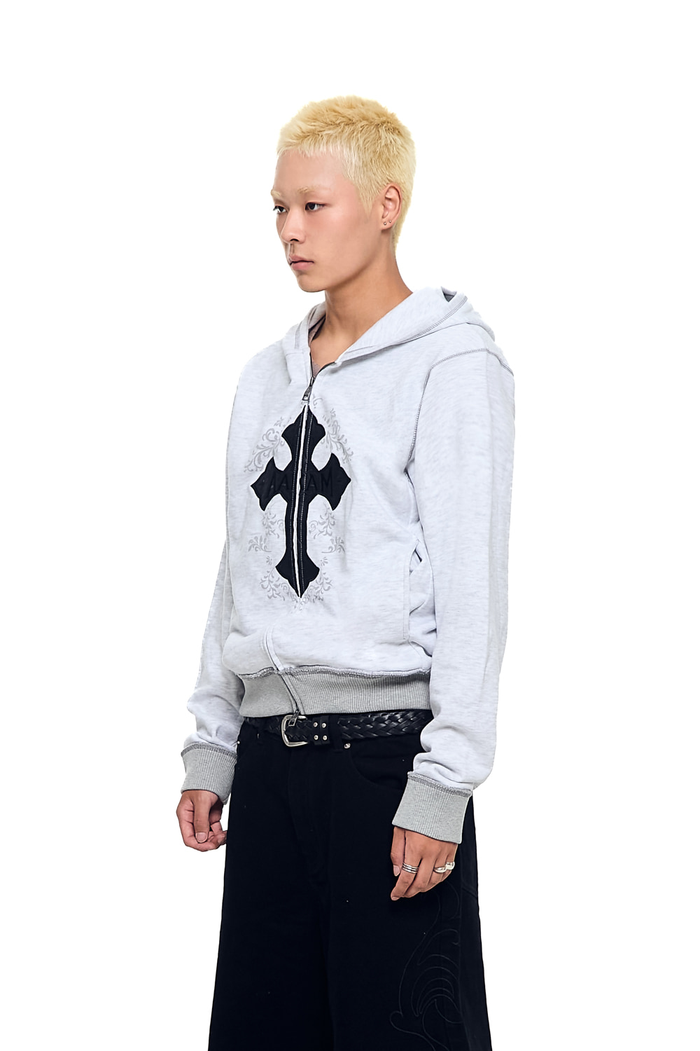 AKM CROS2 Zip-Up Hoodie (Gray) - AAKAM