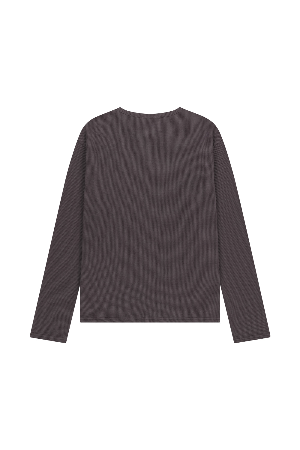 Waffle Henry Neck Long Sleeve (Brown) | AAKAM