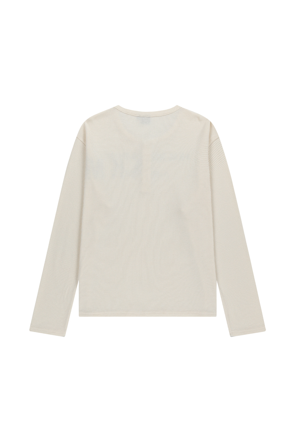 Waffle Henry Neck Long Sleeve (Ivory) - AAKAM