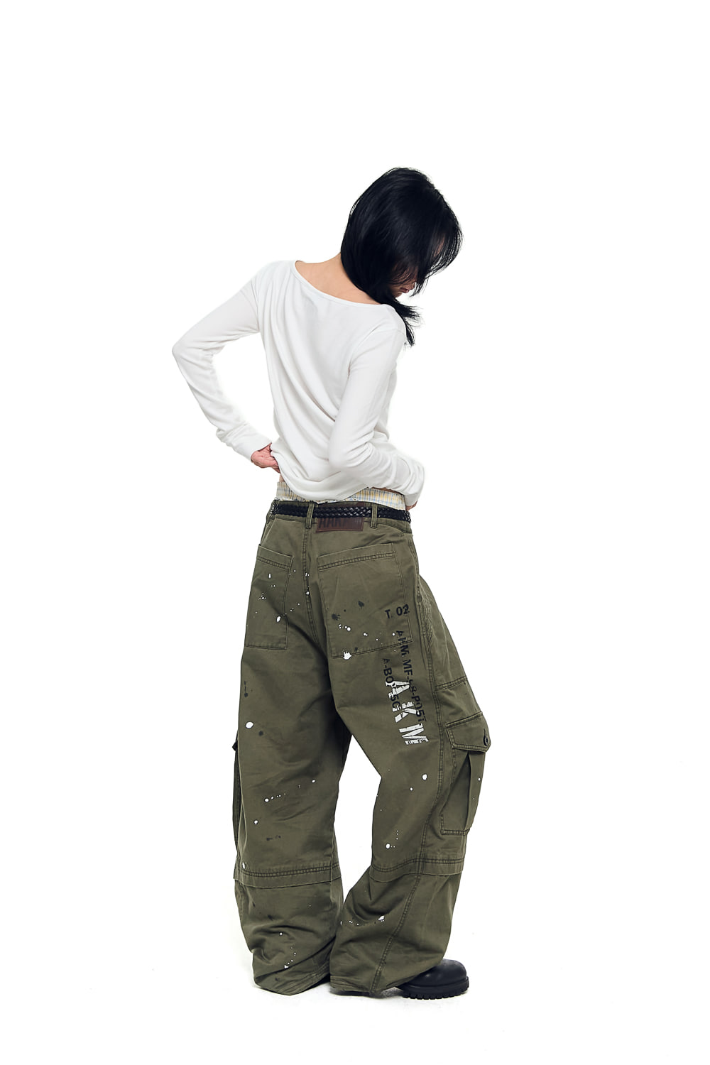 Painted Military Cargo Pants (Khaki) - AAKAM